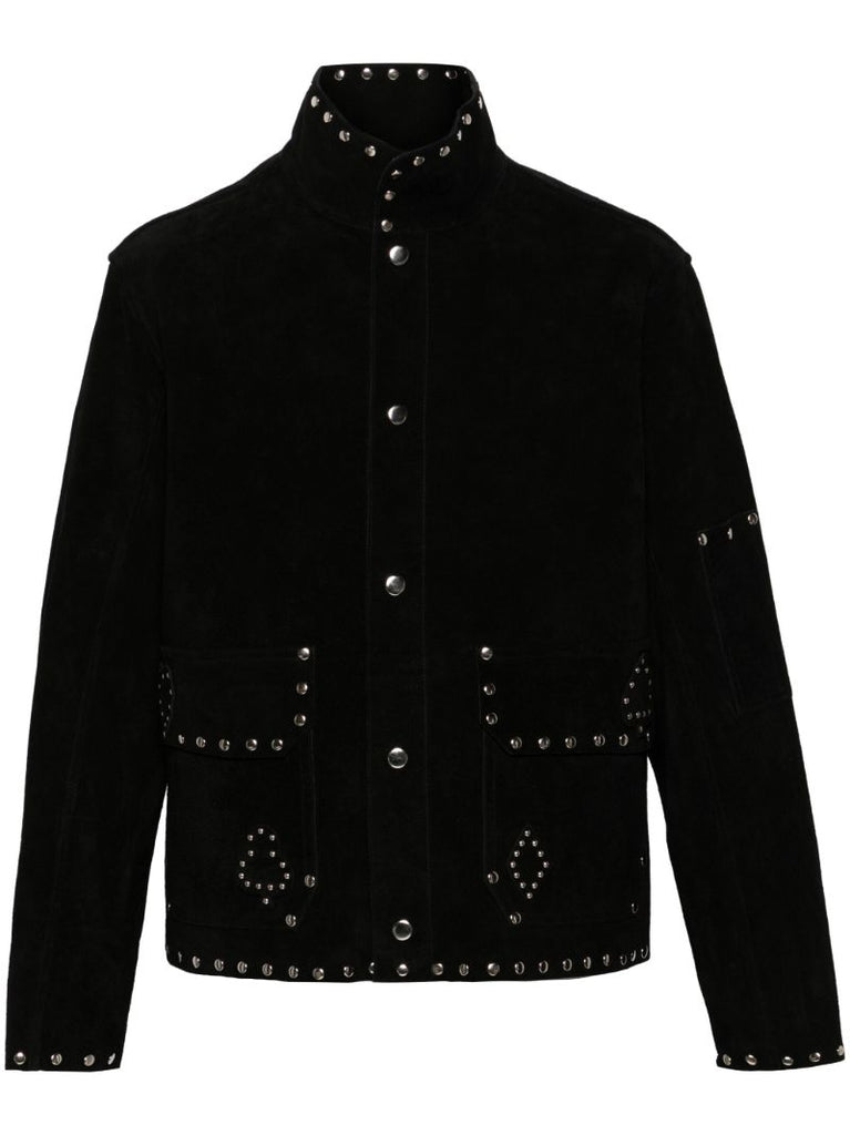 Black Studded Detailing Suede Jacket