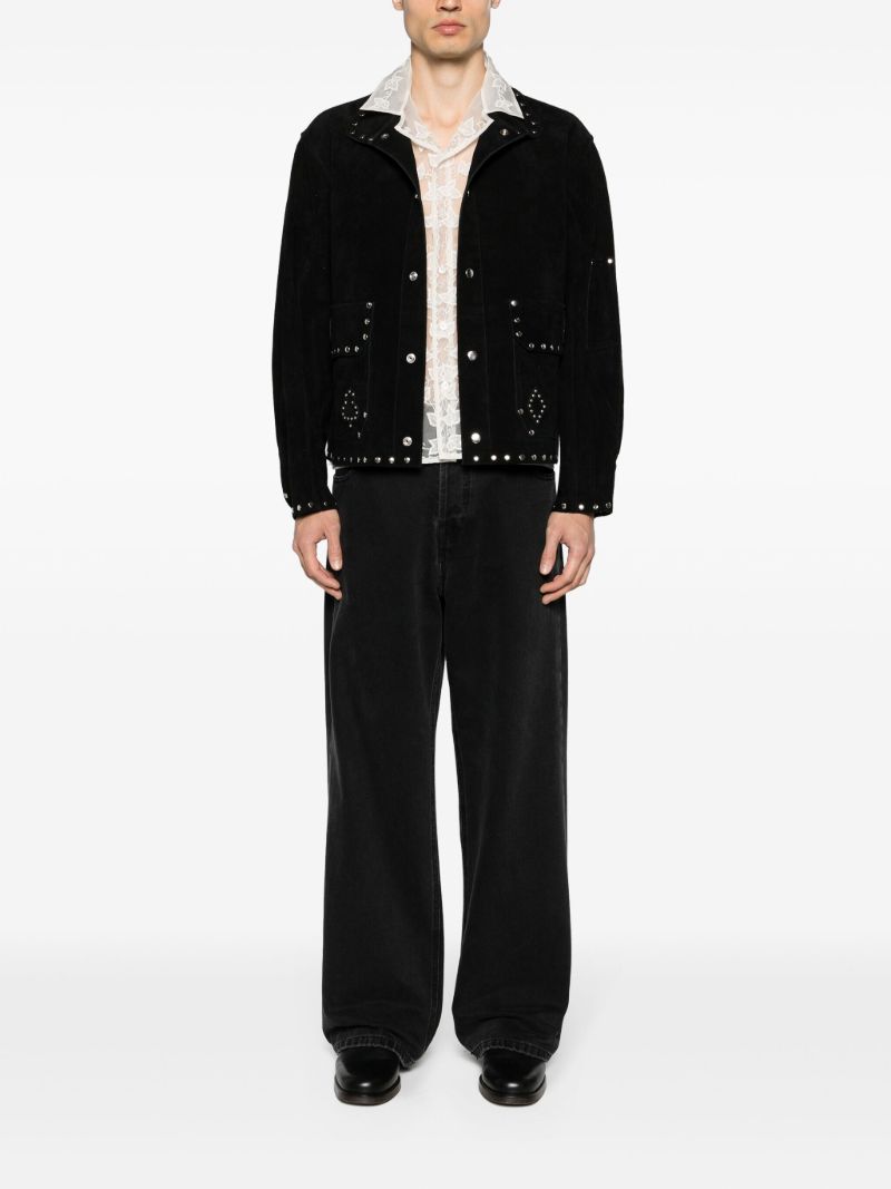 Black Studded Detailing Suede Jacket