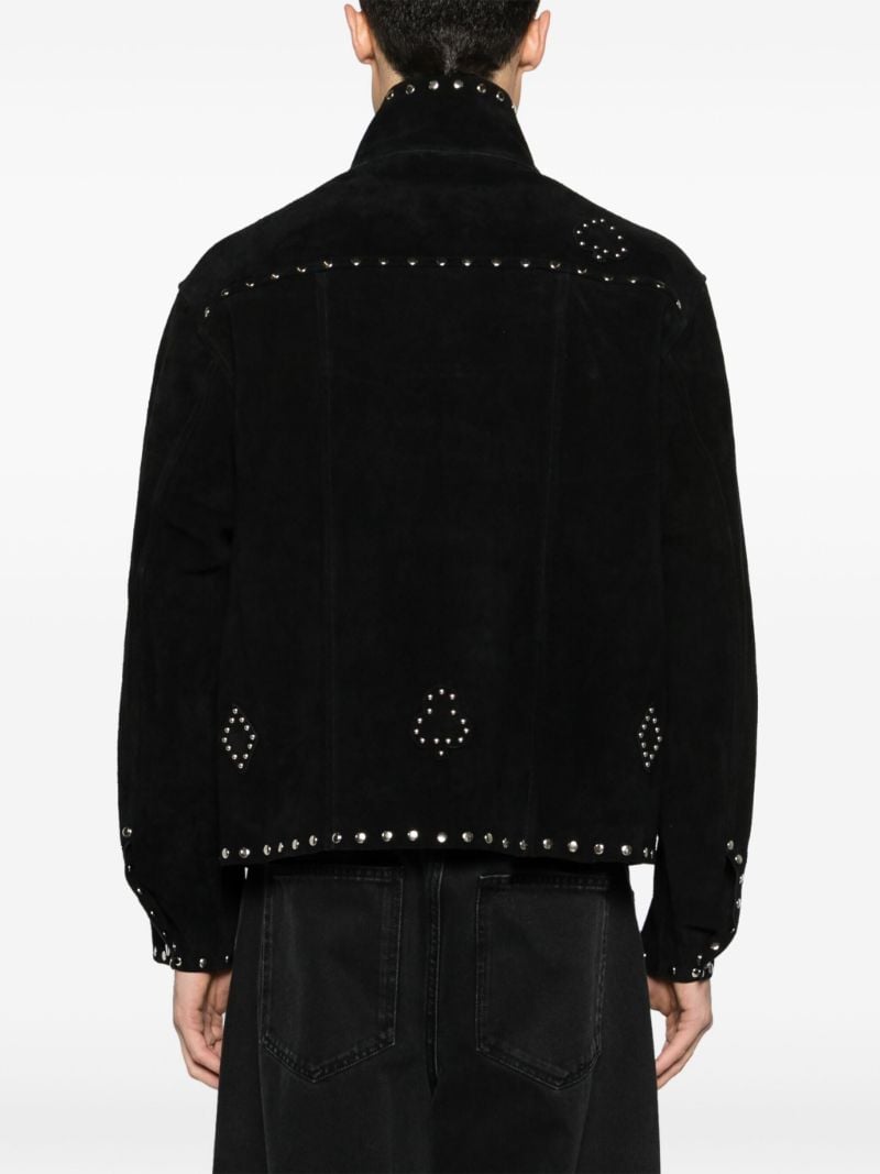 Black Studded Detailing Suede Jacket