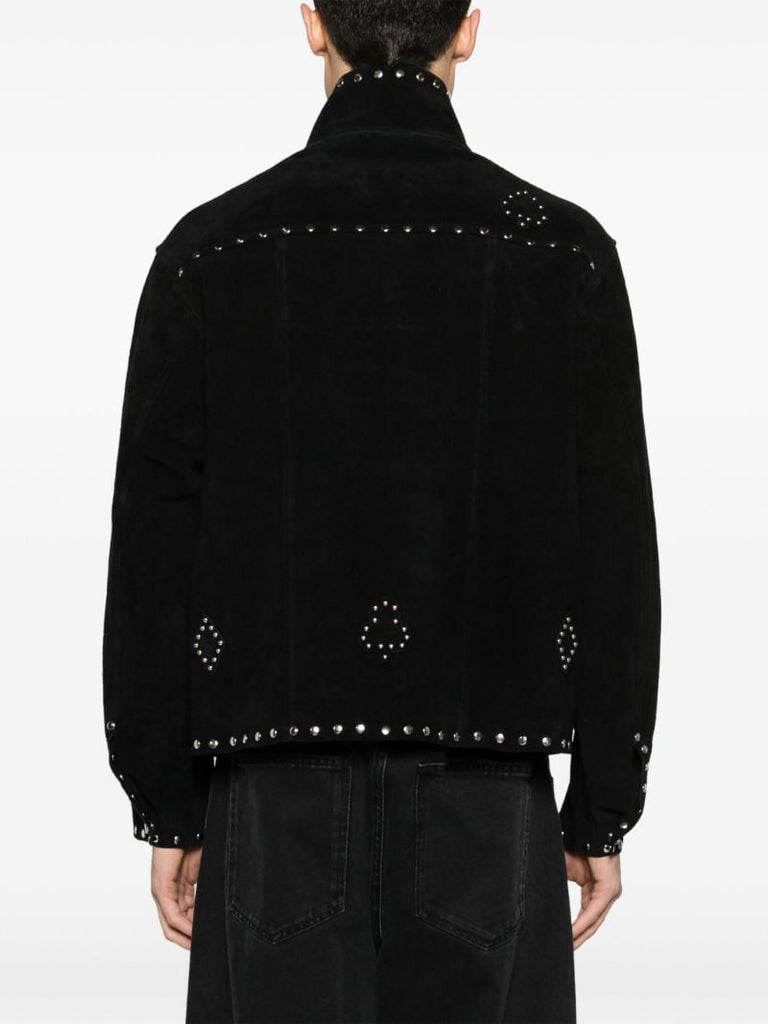 Black Studded Detailing Suede Jacket