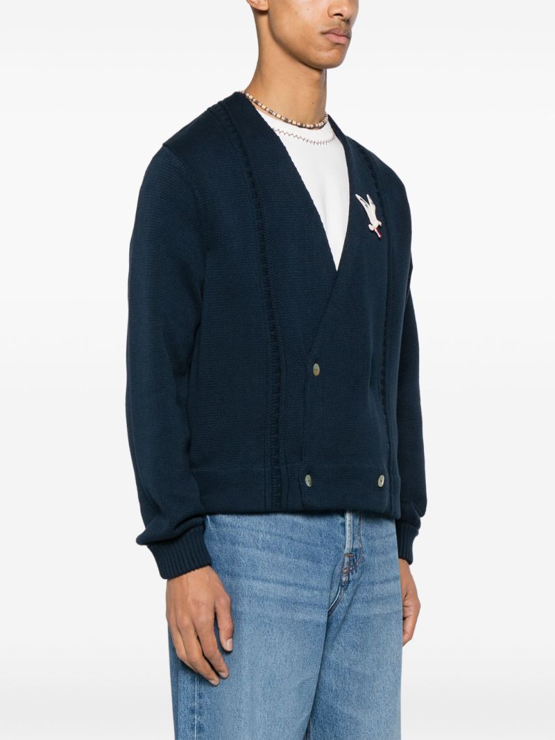 Blue Double-breasted Cotton Cardigan