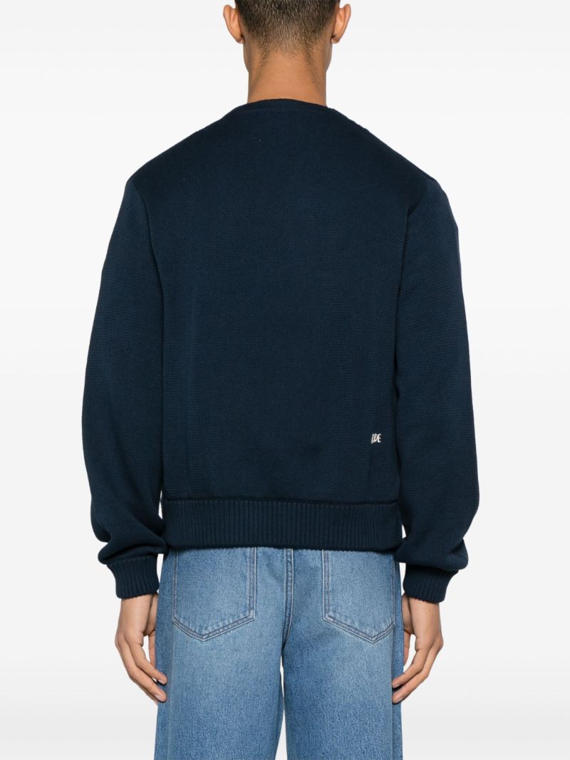 Blue Double-breasted Cotton Cardigan