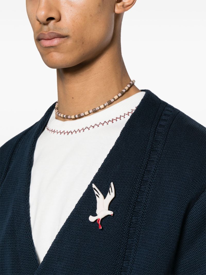 Blue Double-breasted Cotton Cardigan
