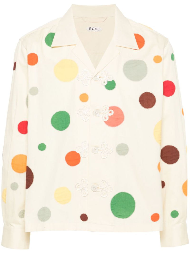 Neutral Dot-appliquÃ_x0083_Â© Cotton Shirt