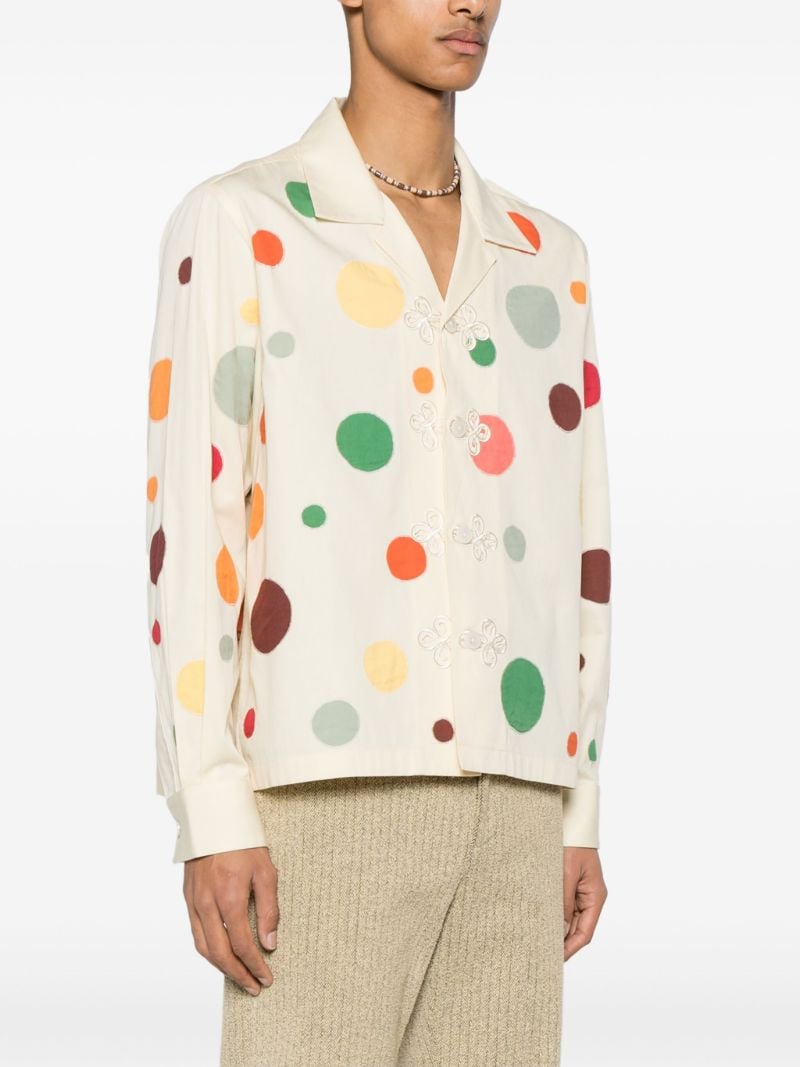 Neutral Dot-appliquÃ_x0083_Â© Cotton Shirt