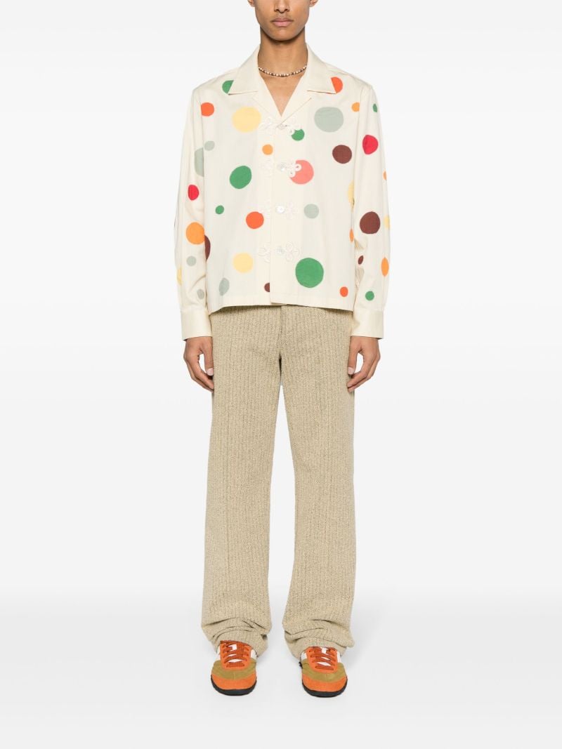 Neutral Dot-appliquÃ_x0083_Â© Cotton Shirt