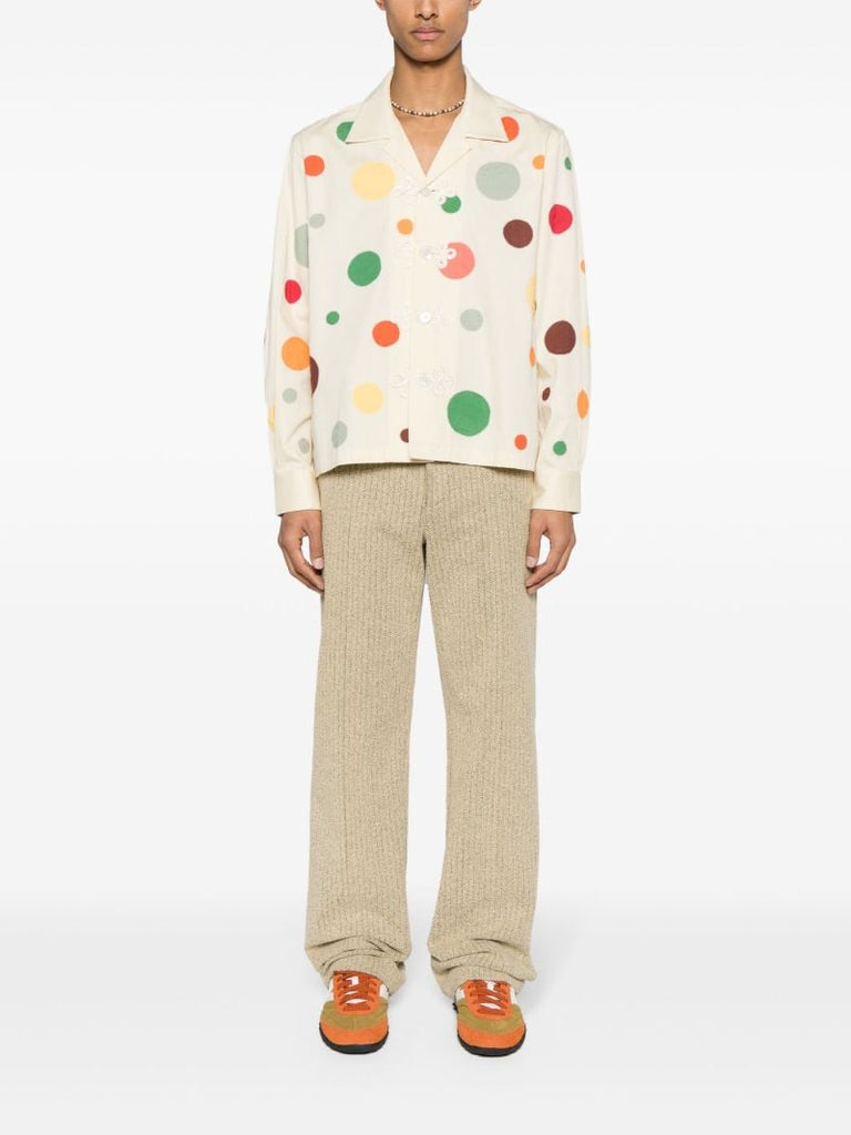 Neutral Dot-appliquÃ_x0083_Â© Cotton Shirt