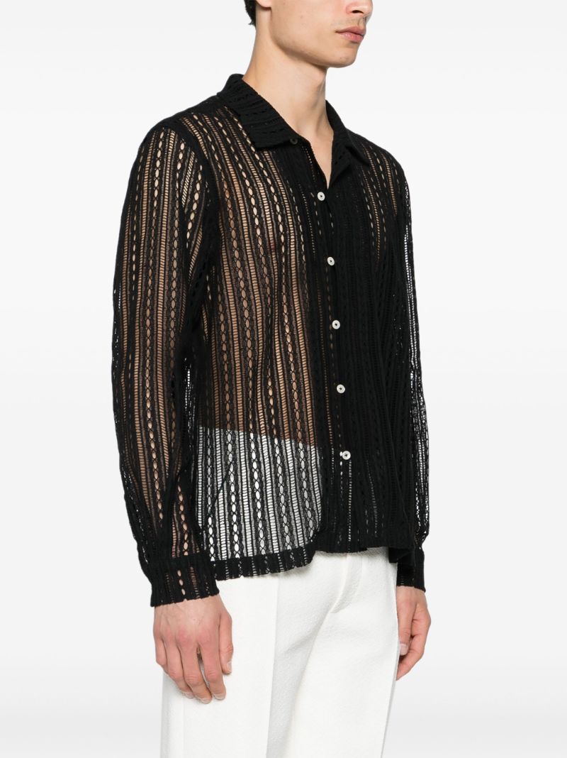 Black Meandering Lace Cotton Shirt
