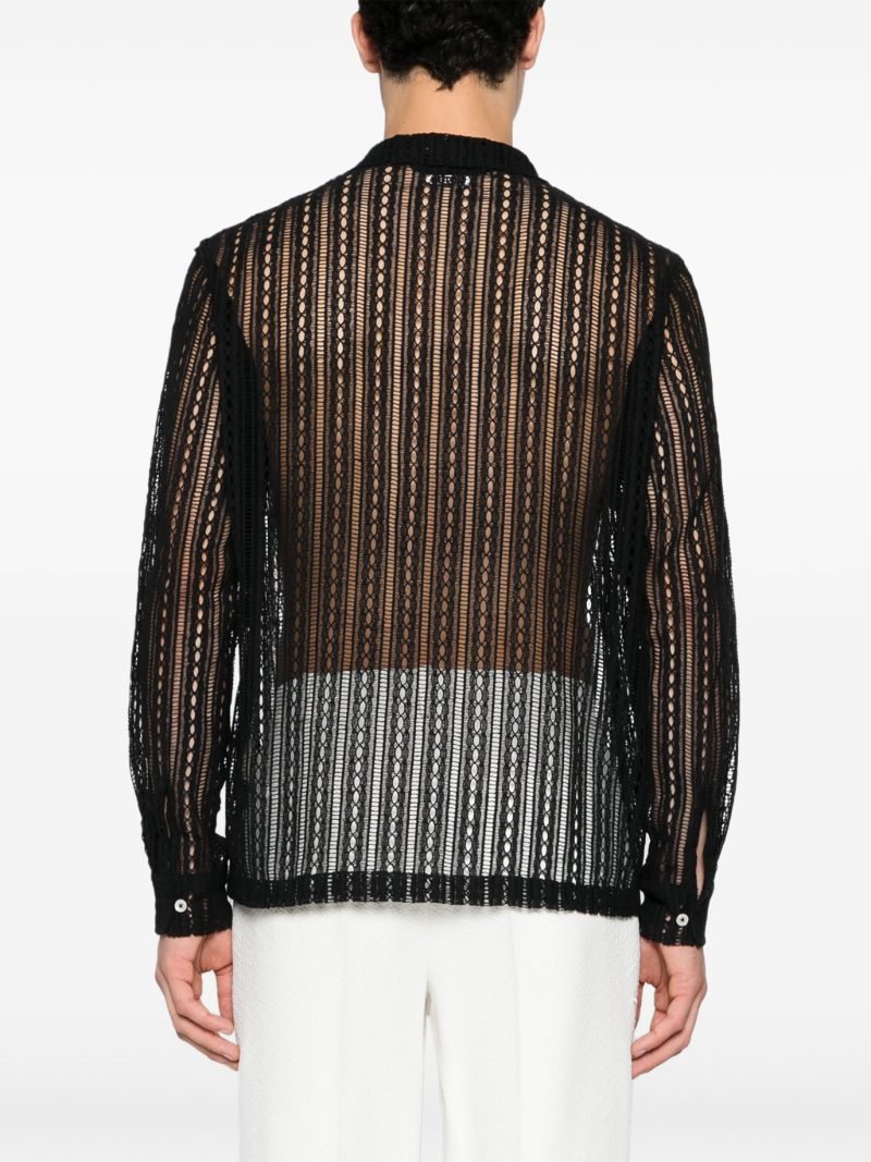 Black Meandering Lace Cotton Shirt