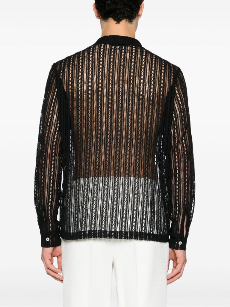 Black Meandering Lace Cotton Shirt