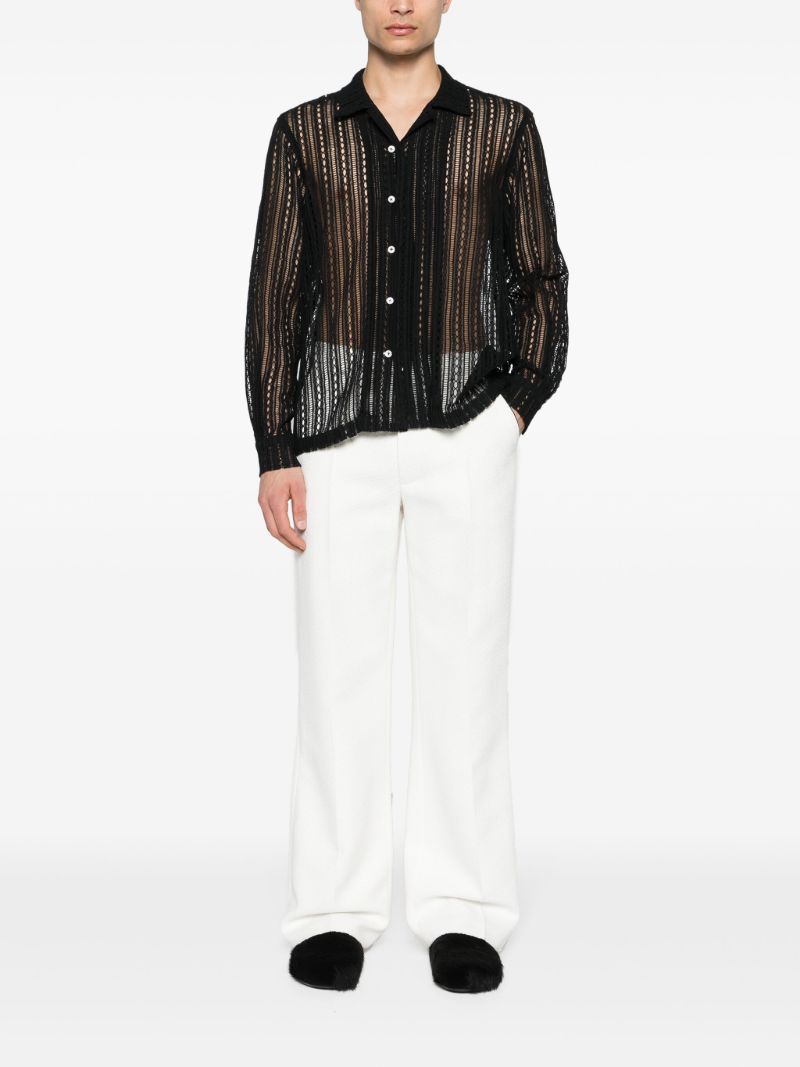 Black Meandering Lace Cotton Shirt