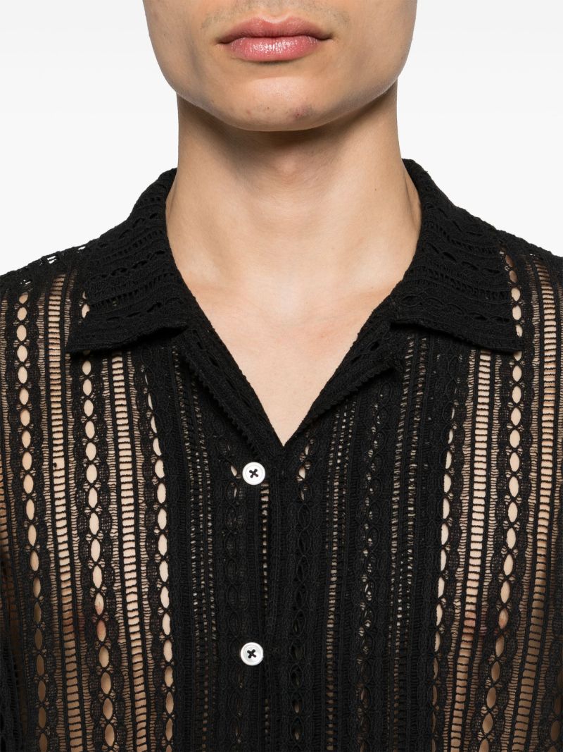 Black Meandering Lace Cotton Shirt