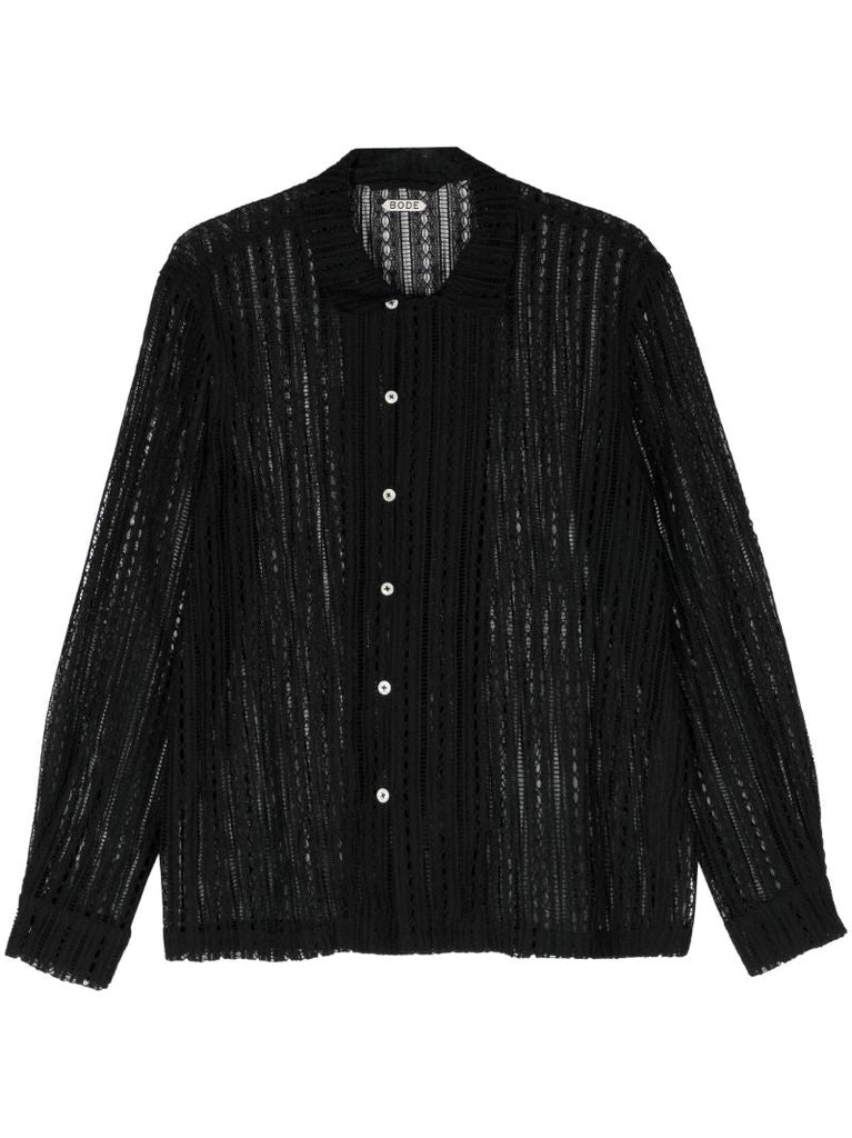 Black Meandering Lace Cotton Shirt