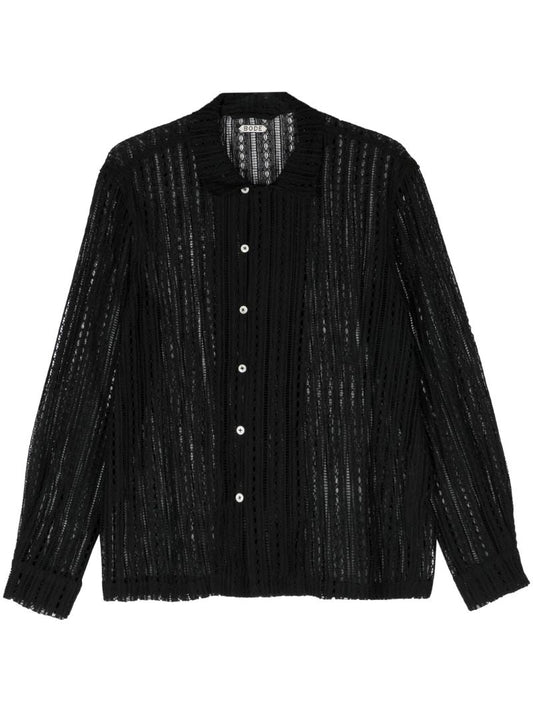 Black Meandering Lace Cotton Shirt