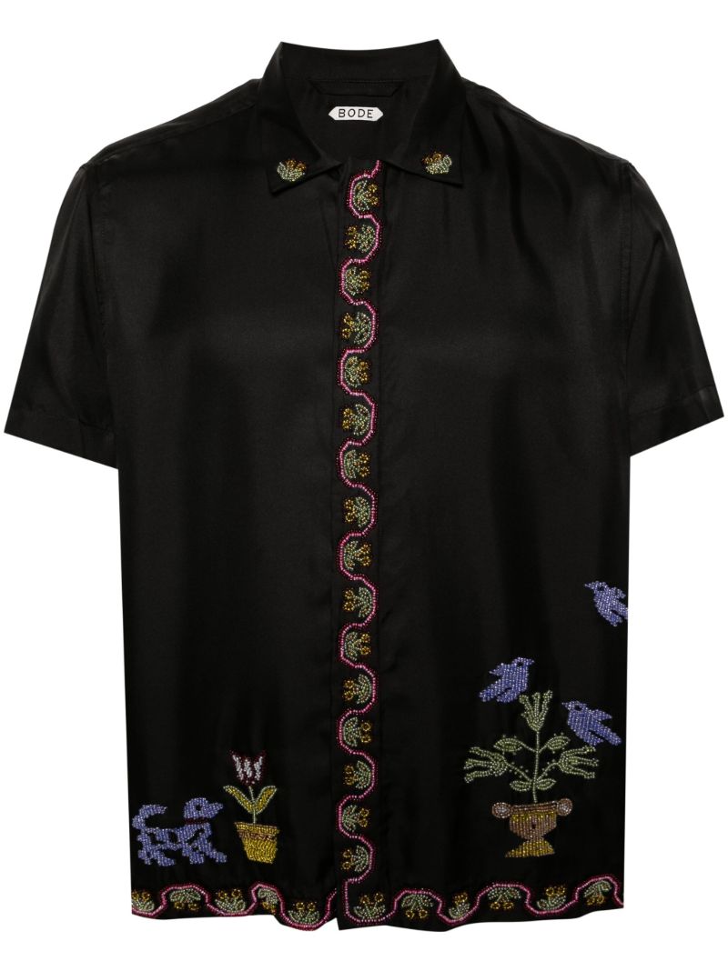 Black Garden Sampler Silk Shirt
