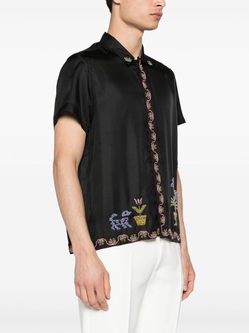 Black Garden Sampler Silk Shirt