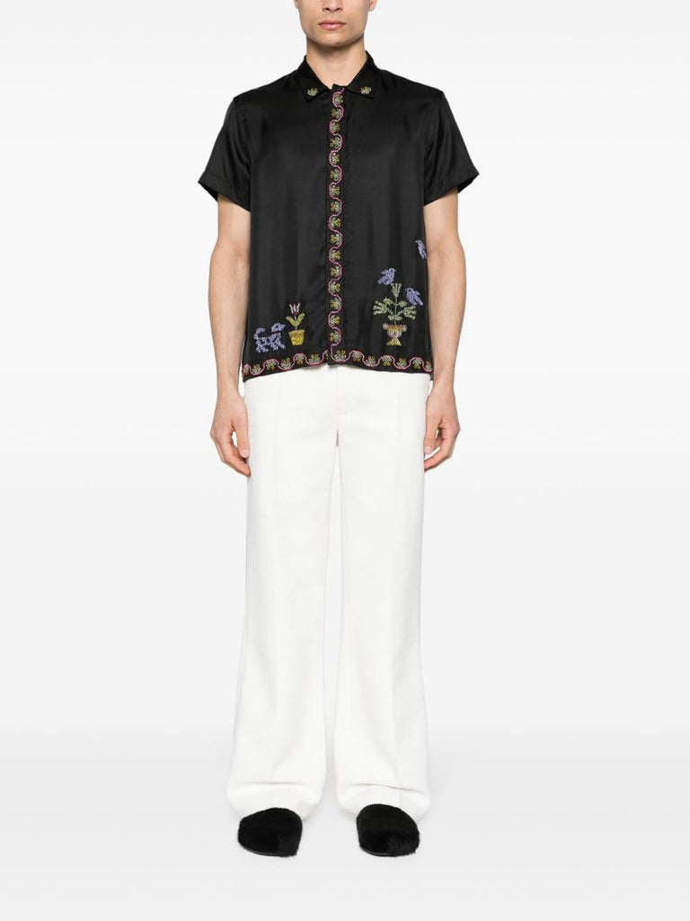 Black Garden Sampler Silk Shirt