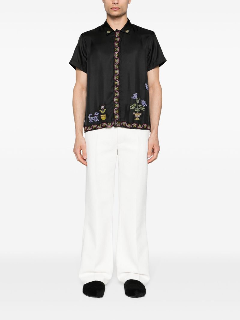 Black Garden Sampler Silk Shirt