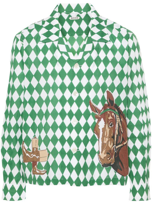 Green Jockey Diamond Cotton Shirt