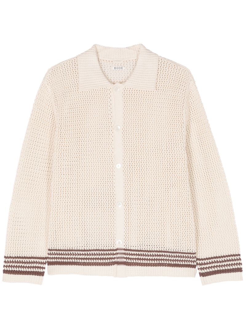 Neutral Bayberry Open-knit Cardigan