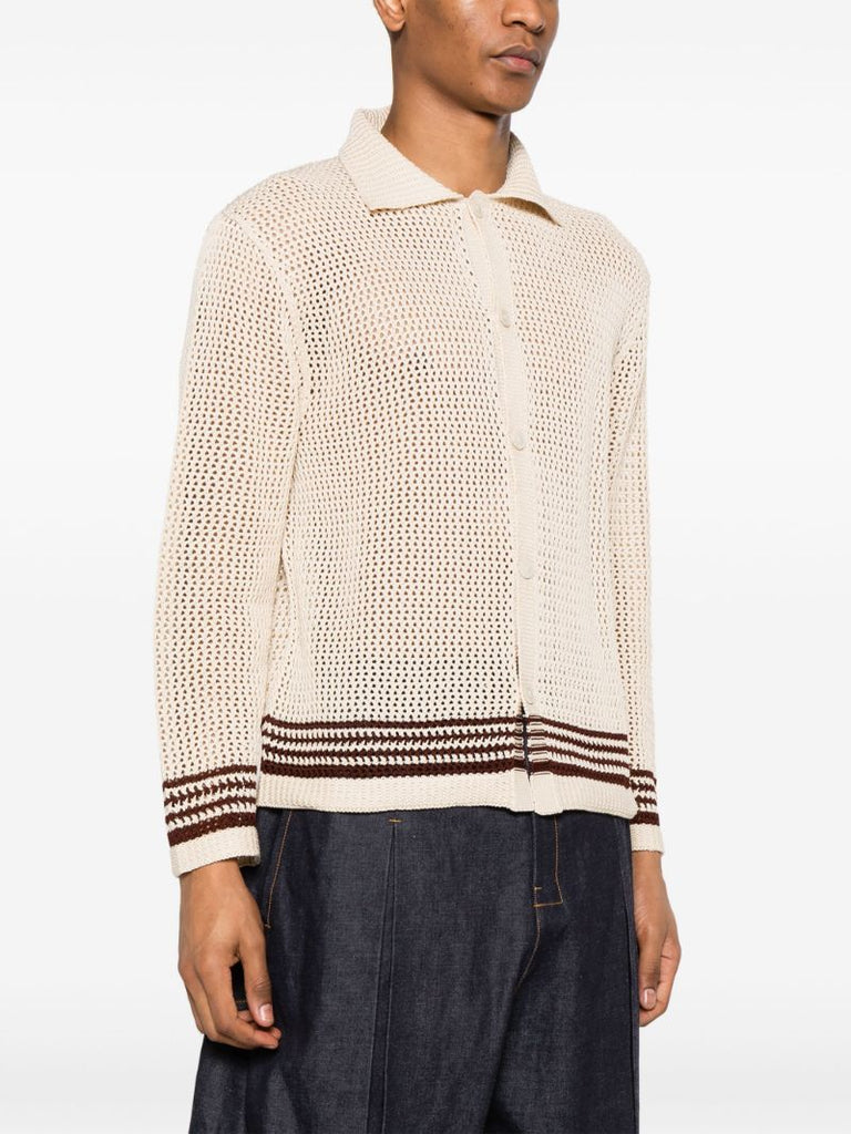 Neutral Bayberry Open-knit Cardigan