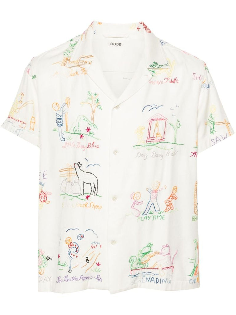 White Nursery Rhyme Embroidered Shirt