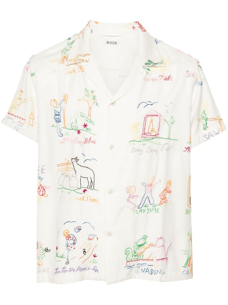White Nursery Rhyme Embroidered Shirt