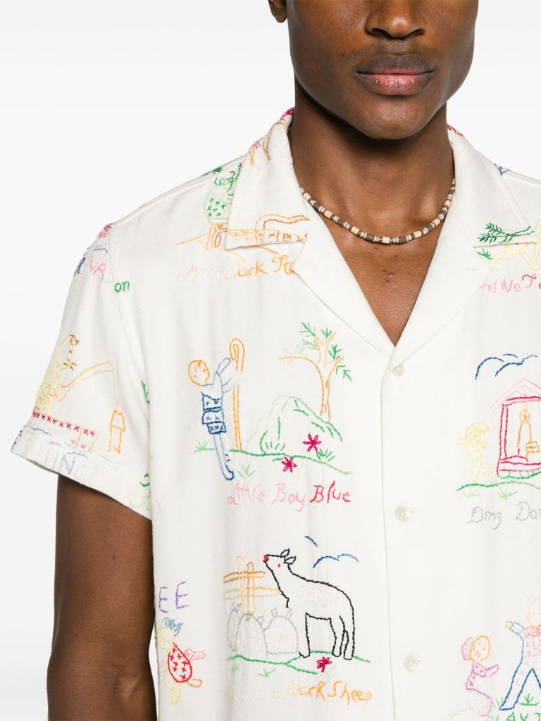 White Nursery Rhyme Embroidered Shirt