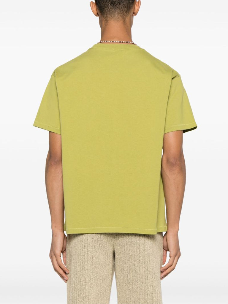 Green Logo-embroidered Cotton T-shirt