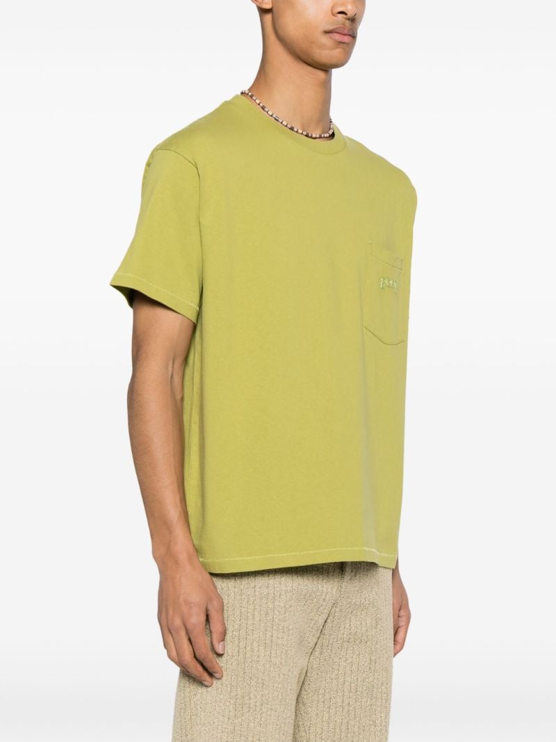 Green Logo-embroidered Cotton T-shirt