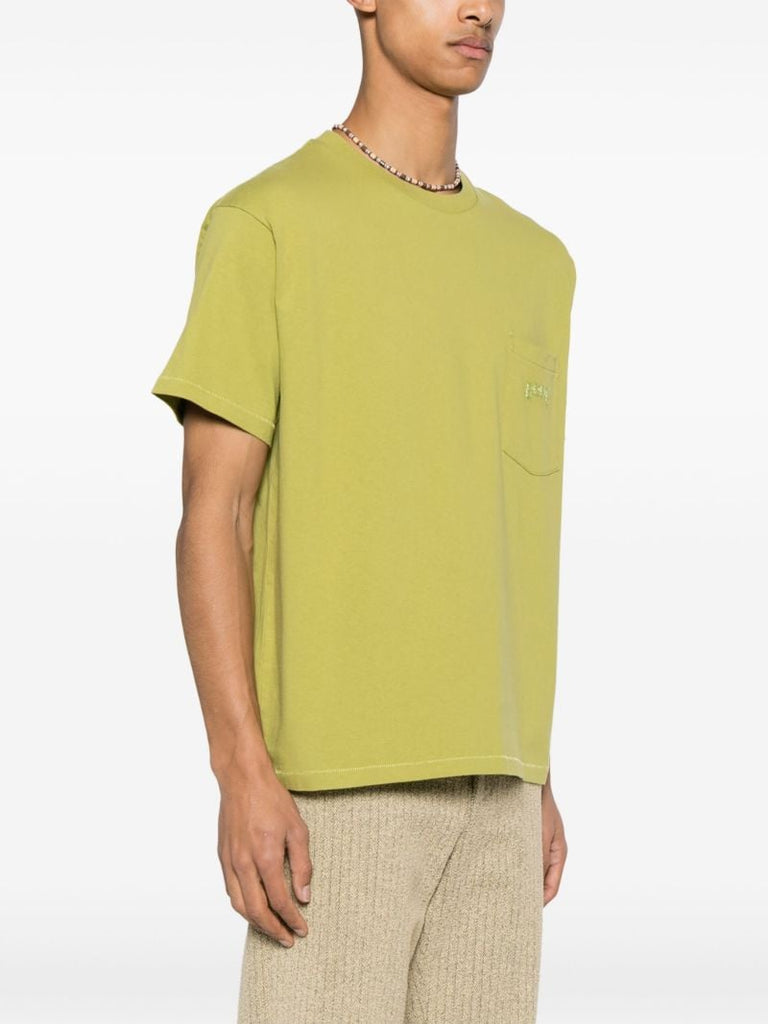 Green Logo-embroidered Cotton T-shirt