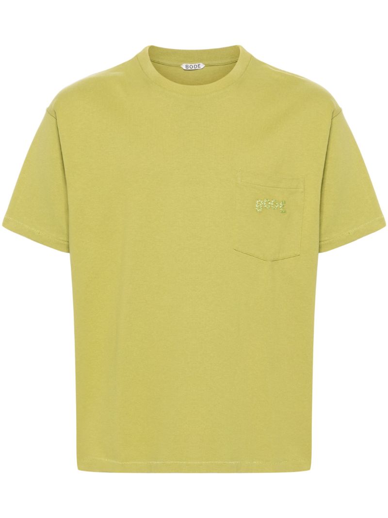 Green Logo-embroidered Cotton T-shirt