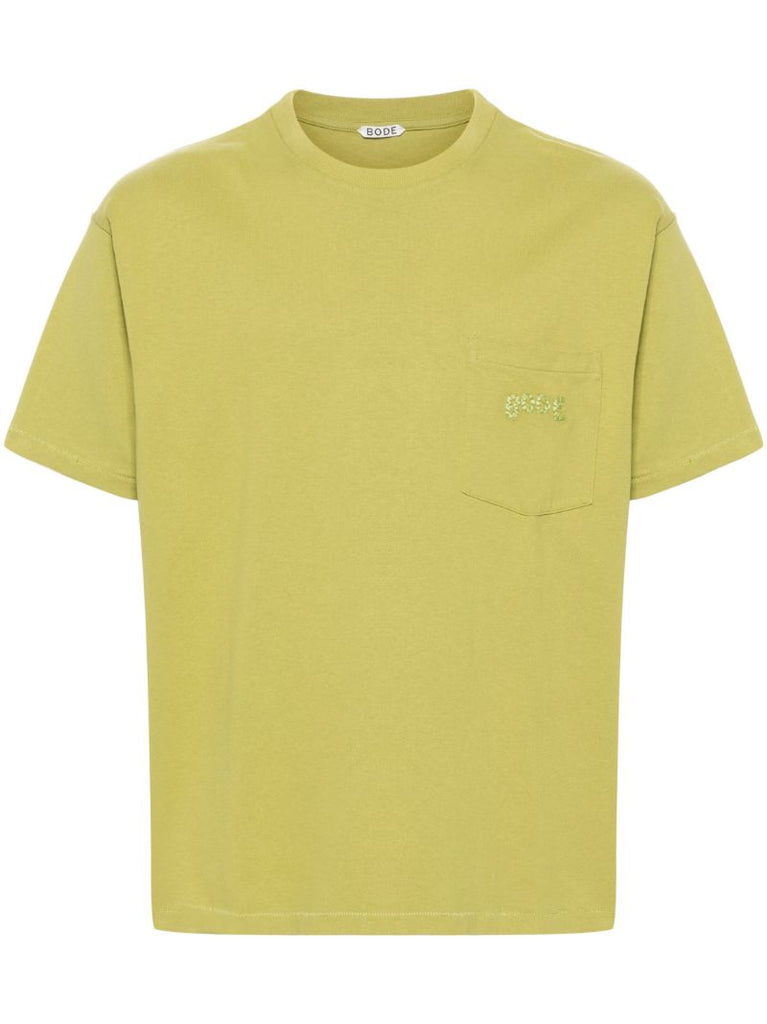 Green Logo-embroidered Cotton T-shirt