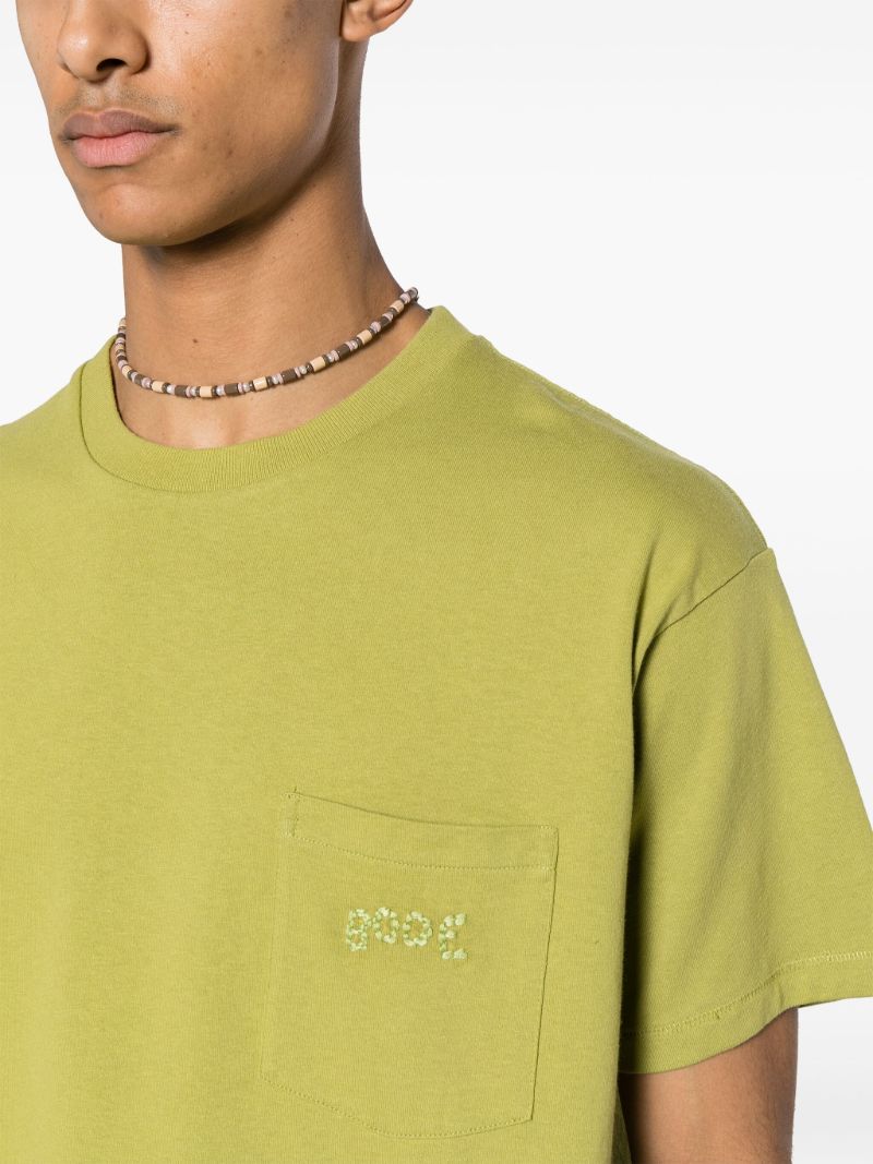 Green Logo-embroidered Cotton T-shirt