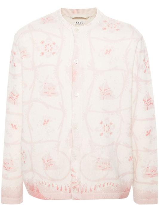 Neutral Printed Mill Cashmere Cardigan