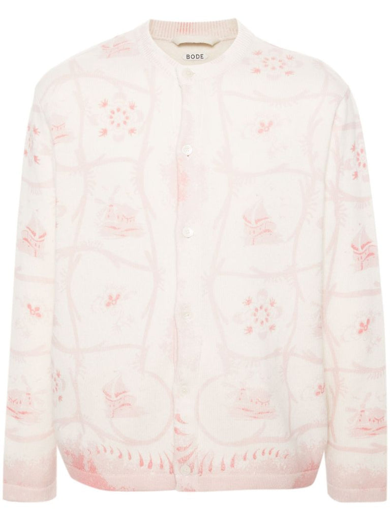 Neutral Printed Mill Cashmere Cardigan