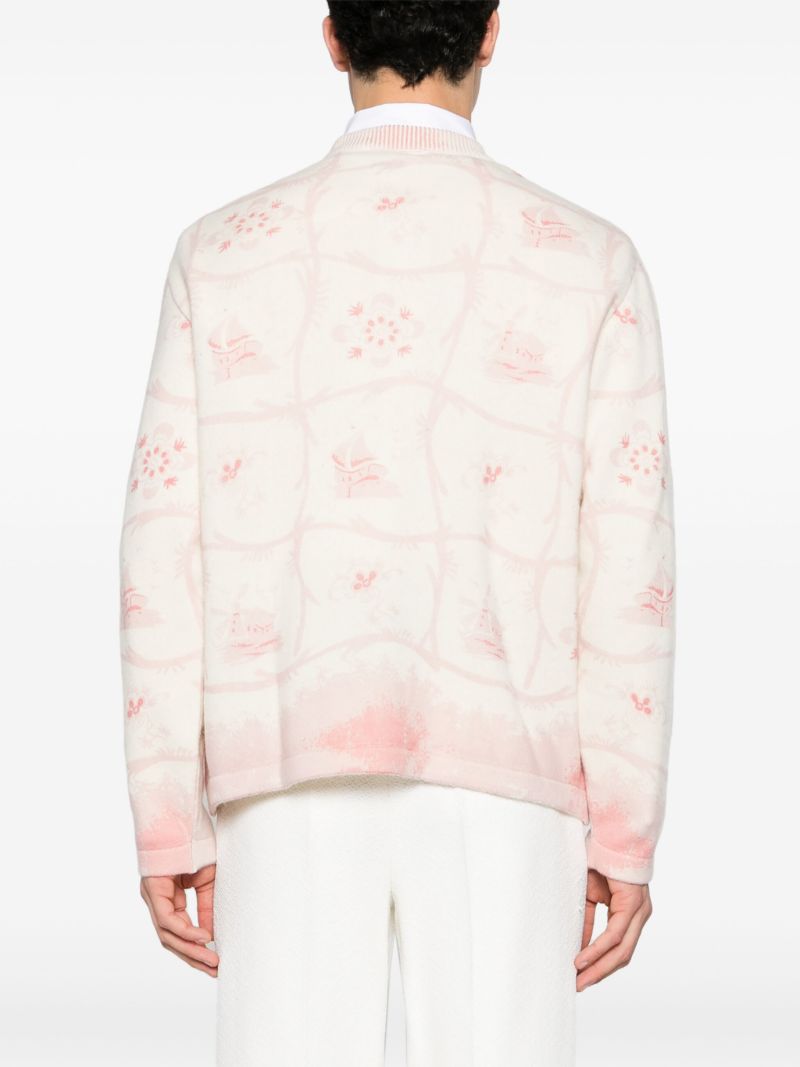 Neutral Printed Mill Cashmere Cardigan