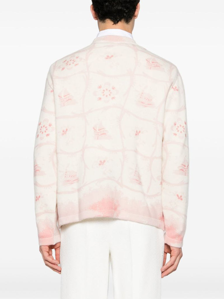 Neutral Printed Mill Cashmere Cardigan