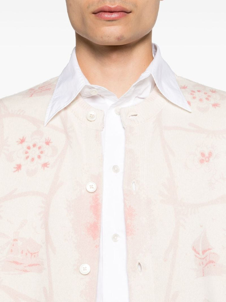 Neutral Printed Mill Cashmere Cardigan