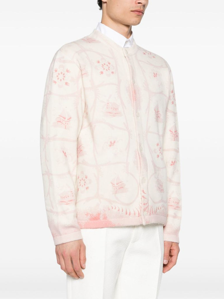 Neutral Printed Mill Cashmere Cardigan