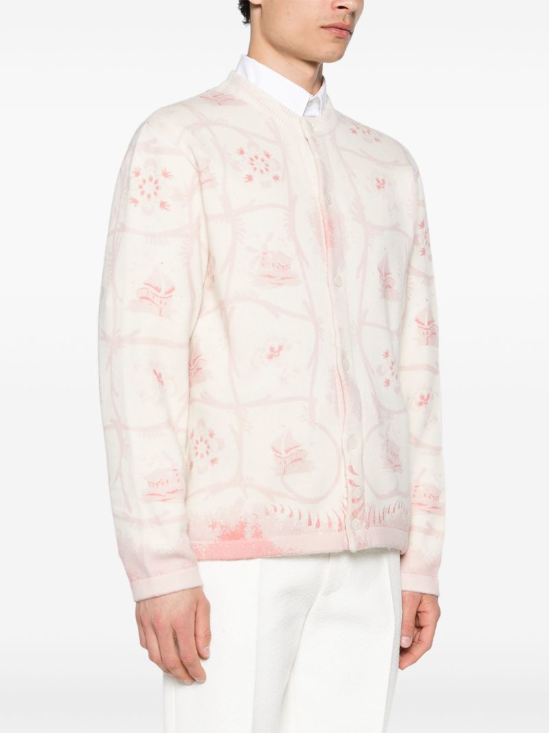 Neutral Printed Mill Cashmere Cardigan