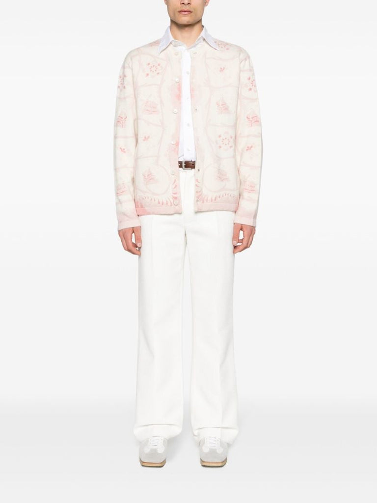 Neutral Printed Mill Cashmere Cardigan