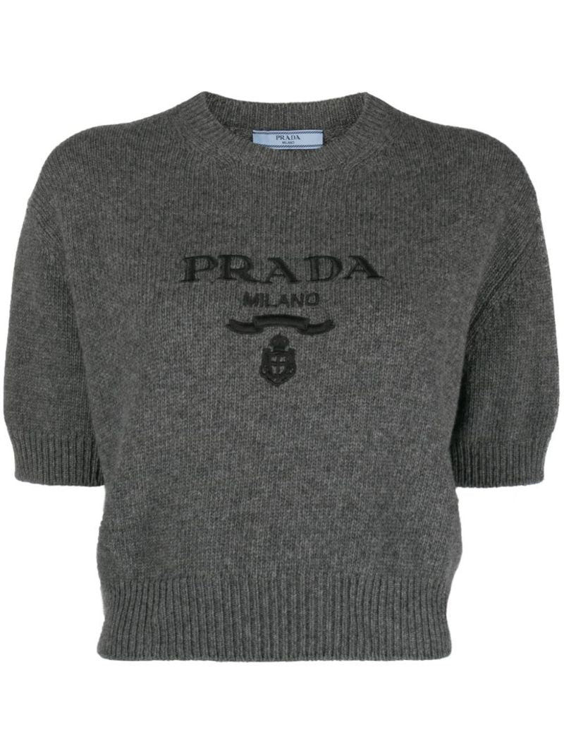 Grey Logo-embroidered Sweater