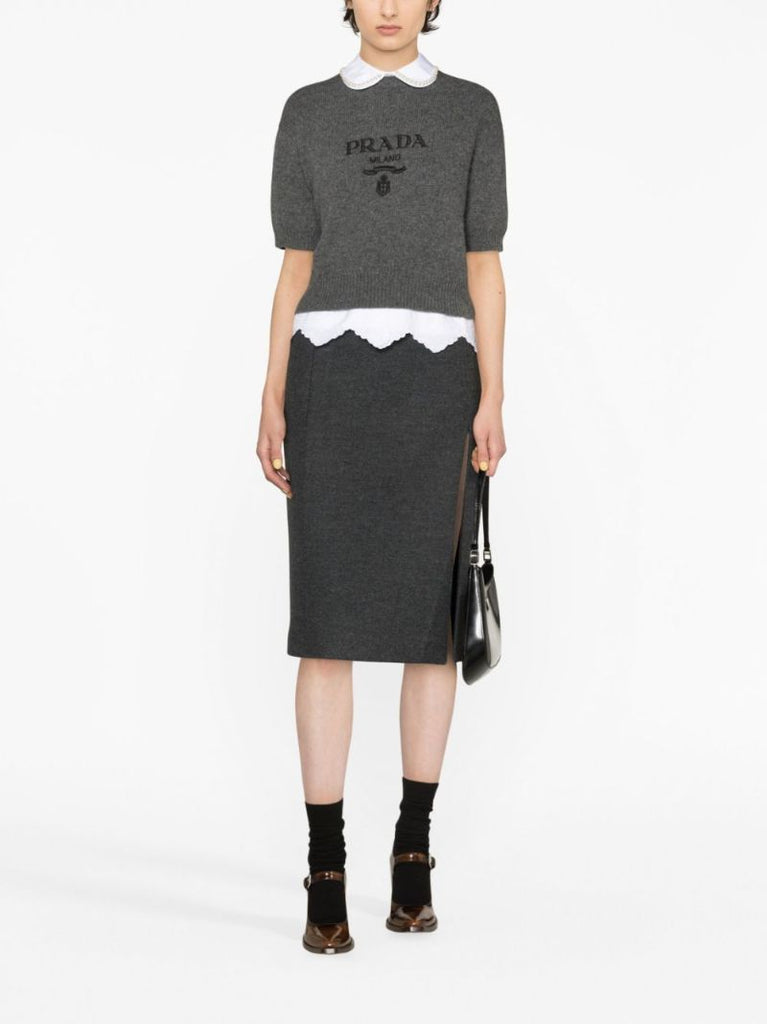 Grey Logo-embroidered Sweater