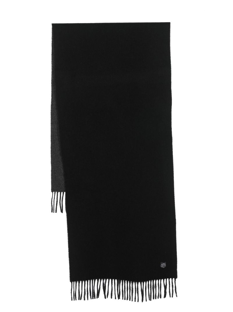 Black Logo-embroidered Wool Scarf