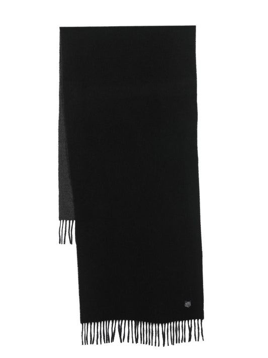 Black Logo-embroidered Wool Scarf