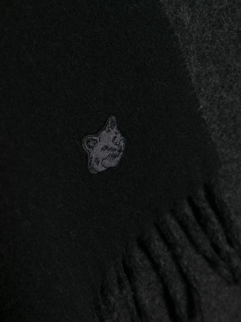 Black Logo-embroidered Wool Scarf