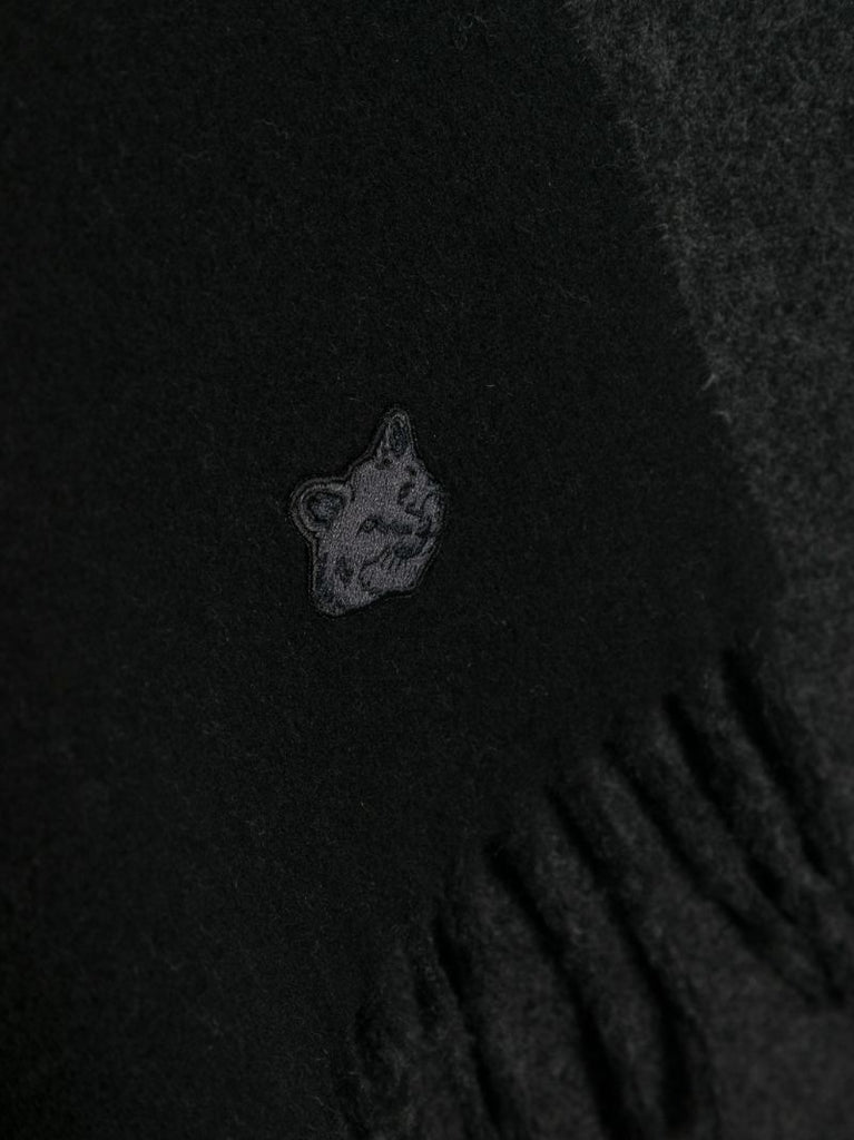 Black Logo-embroidered Wool Scarf