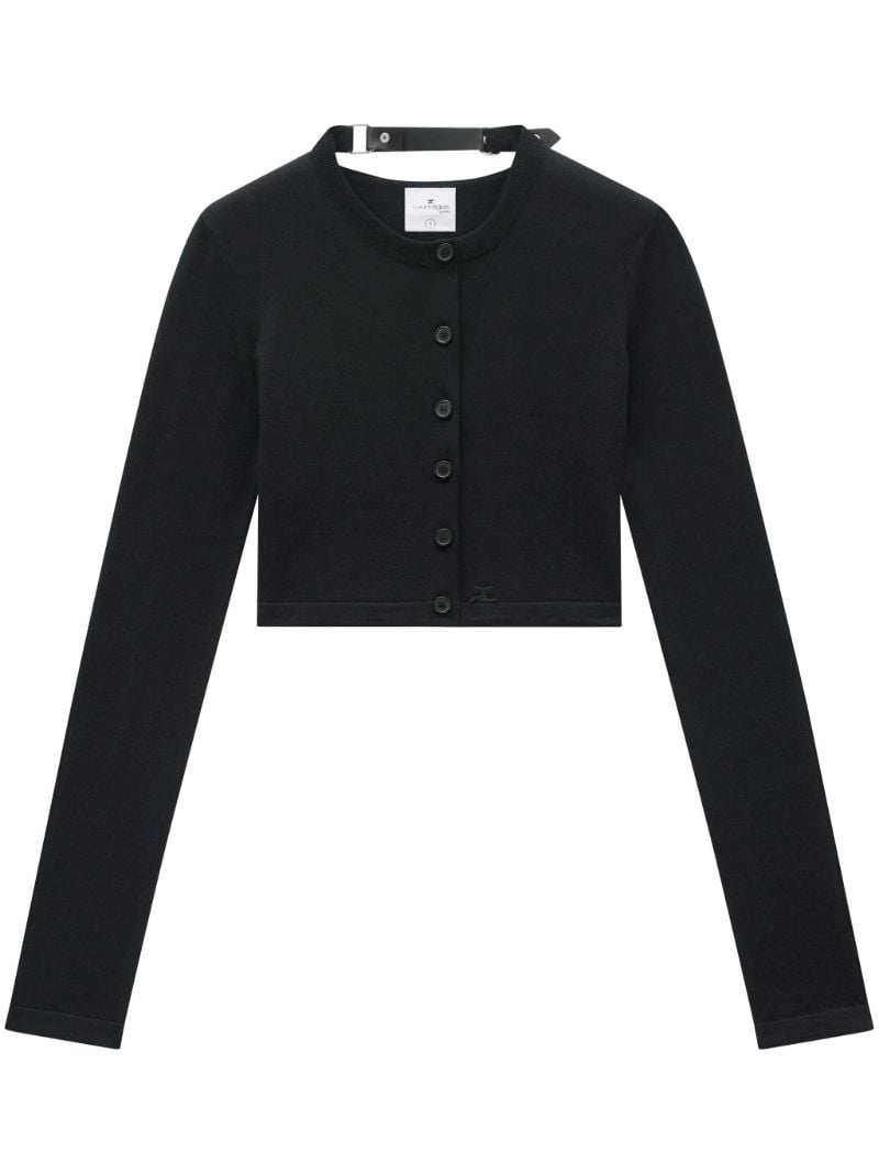 Black Buckled Cropped Cardigan