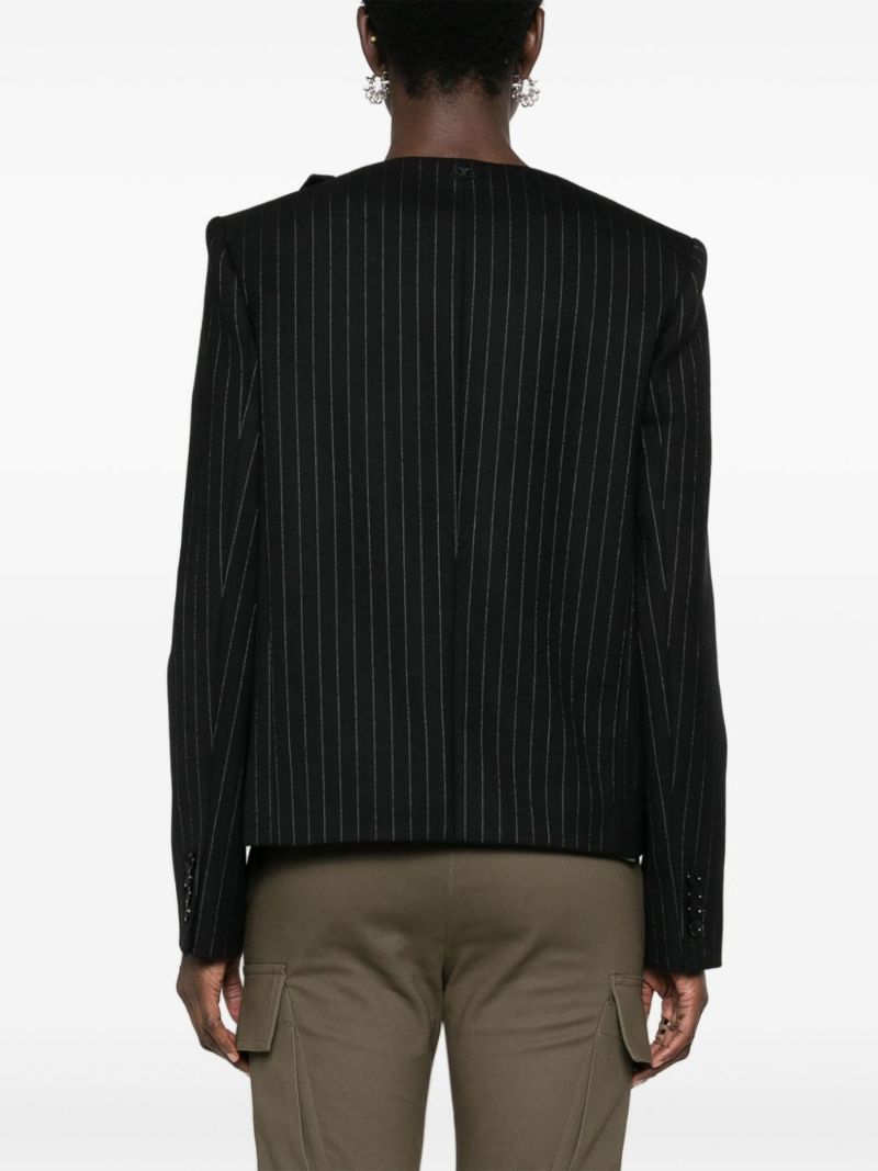 Black Buckle-detail Pinstriped Blazer